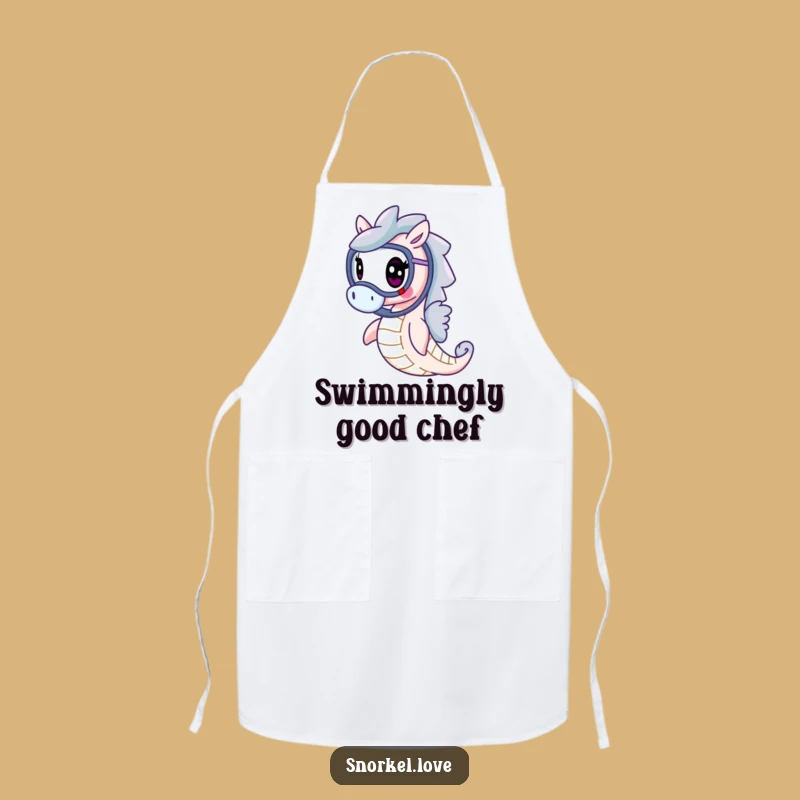 Funny Cheerful Seahorse Apron - Graceful Snorkel Kitchen Wear