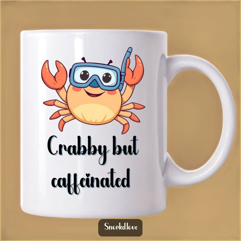 Funny Snorkeler Crab Mug - Happy Waving Ocean Adventure Humor Gift