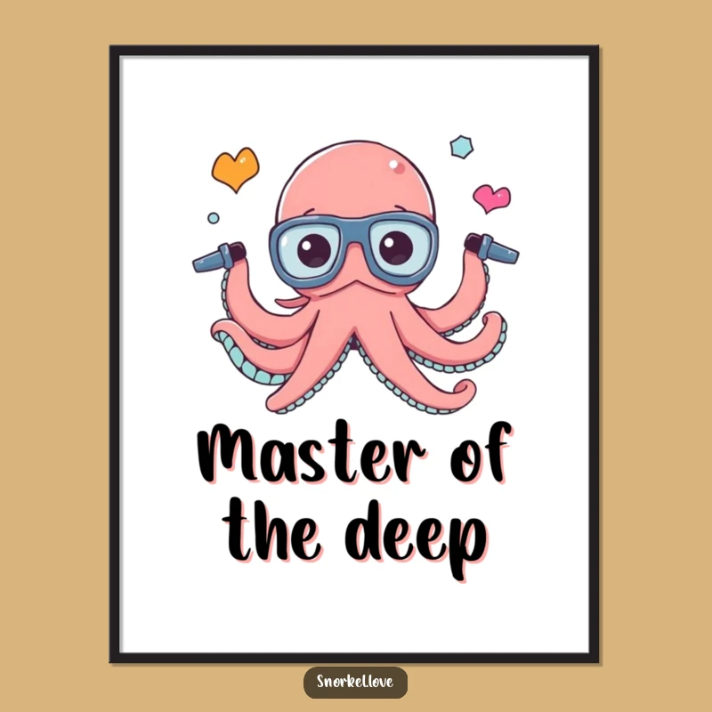 Funny Octopus Juggling Digital Art Print - Busy Snorkel Decor