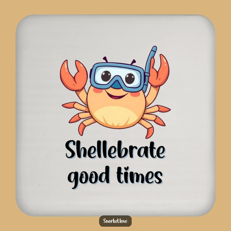 Funny Snorkeler Crab Drink Coaster - Protect Surfaces With Humor
