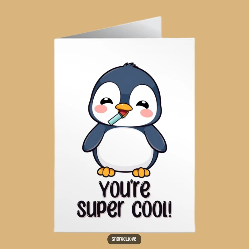 Free Printable Congrats Card: Penguin Drinking, Hilarious Downloadable Gift for Wins