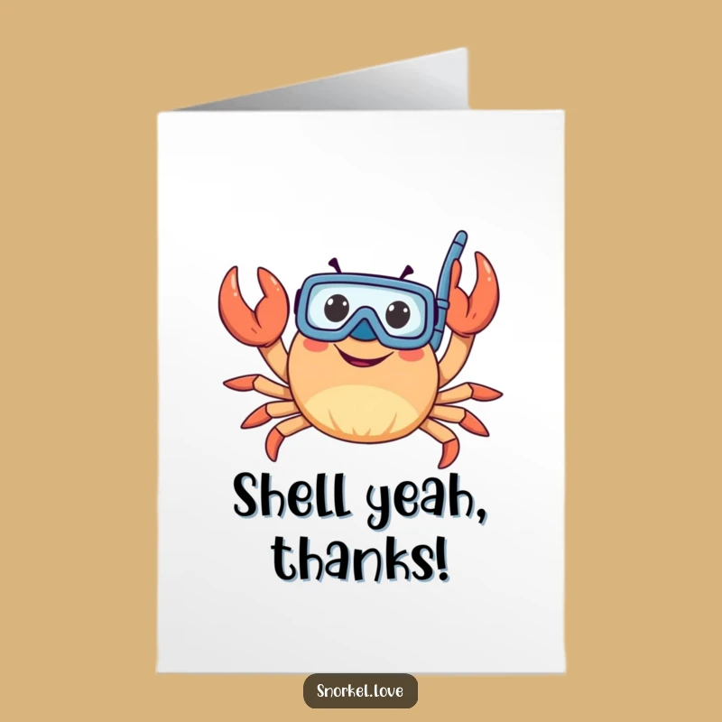 Funny Free Printable Thank You Card: Snorkeling Crab, Thoughtful DIY Digital Gift