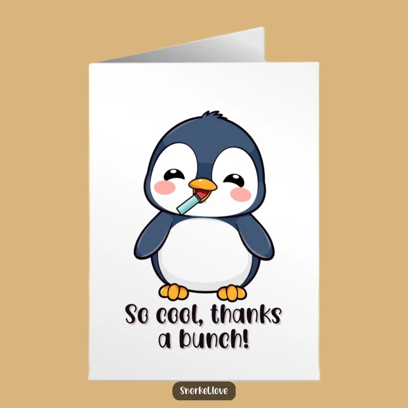 Funny Free Printable Thank You Card: Penguin Drinking, Unique DIY Digital Gift