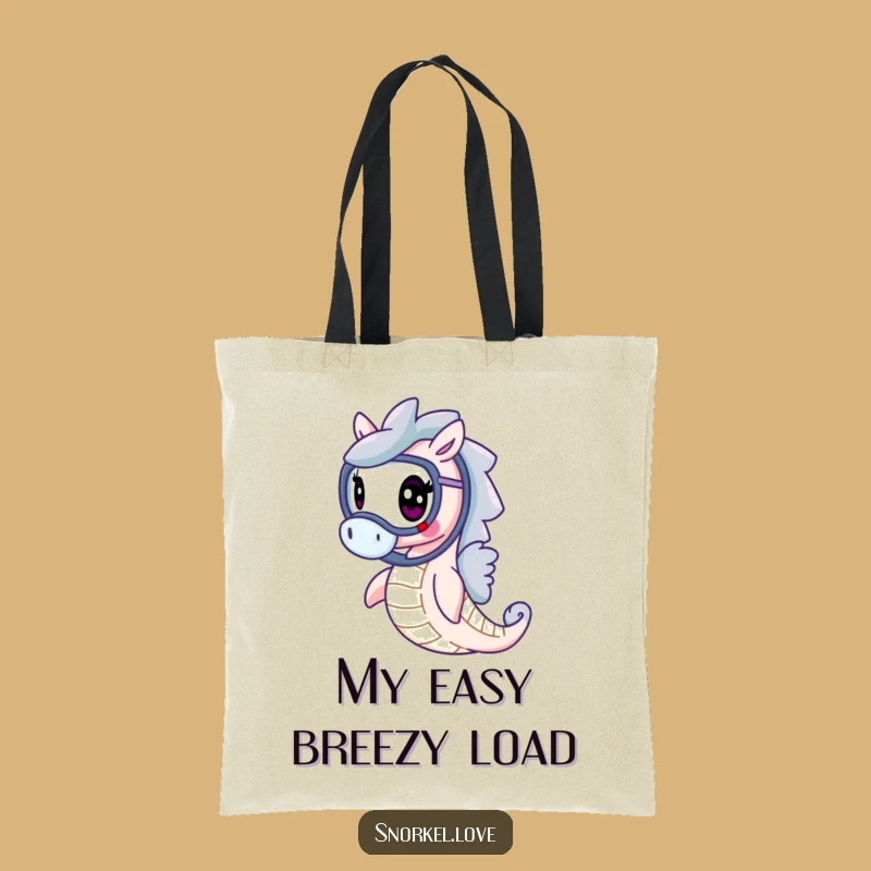 Funny Cheerful Seahorse Tote Bag - Graceful Snorkel Carry-All